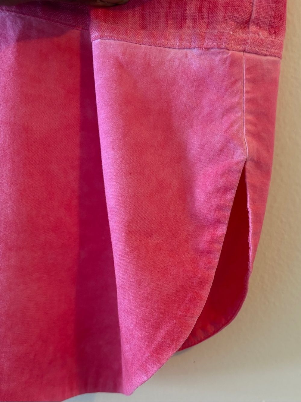 Maloka Pink Linen Blend Shift Dress with Lace Yoke Short Sleeve Size Small - Picture 6 of 12